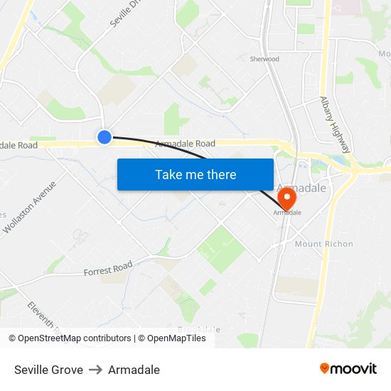 Seville Grove to Armadale map