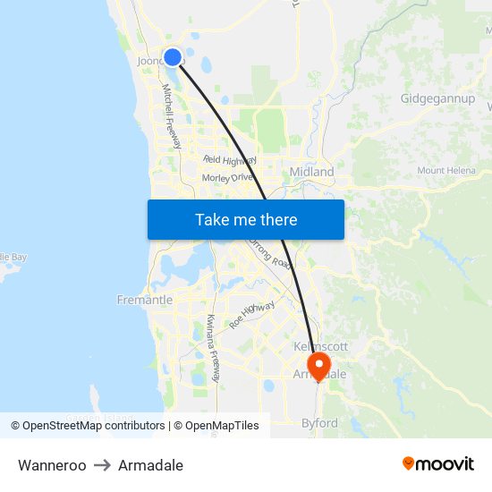 Wanneroo to Armadale map