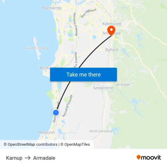 Karnup to Armadale map