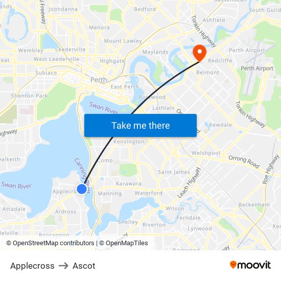 Applecross to Ascot map