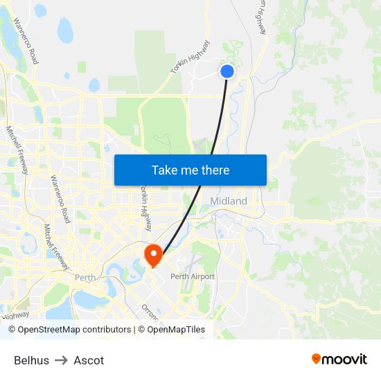 Belhus to Ascot map