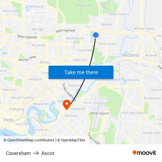 Caversham to Ascot map