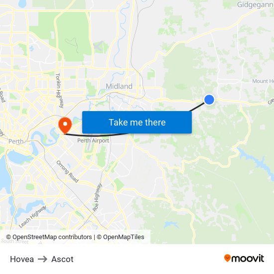 Hovea to Ascot map