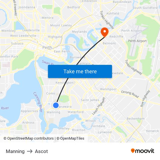 Manning to Ascot map