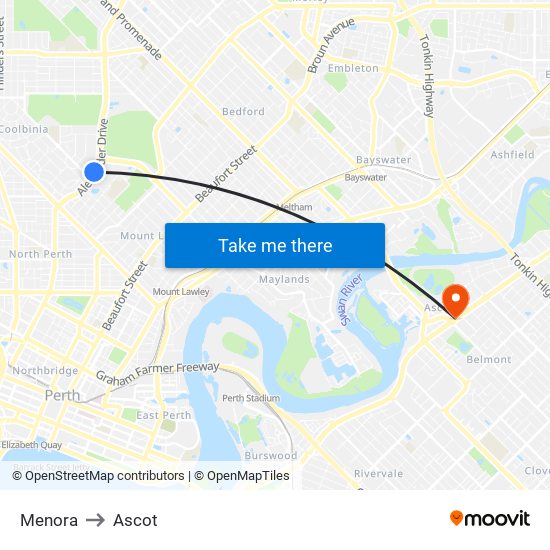 Menora to Ascot map