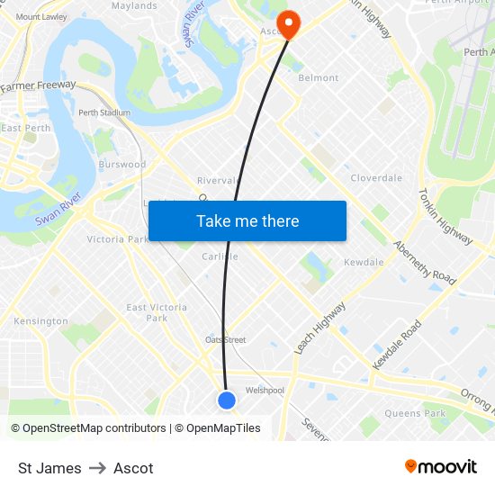 St James to Ascot map