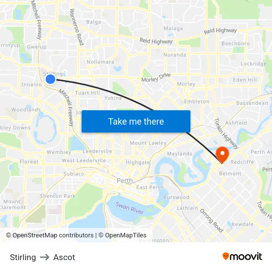 Stirling to Ascot map