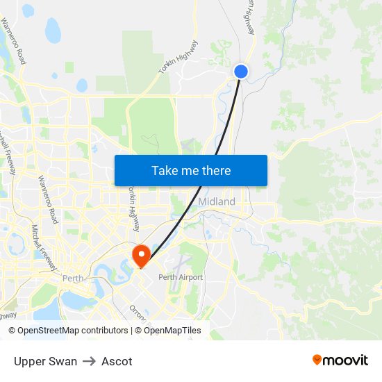 Upper Swan to Ascot map