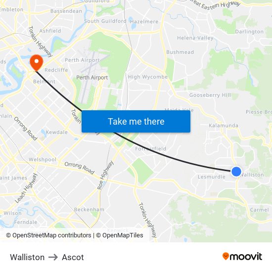 Walliston to Ascot map