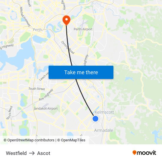 Westfield to Ascot map