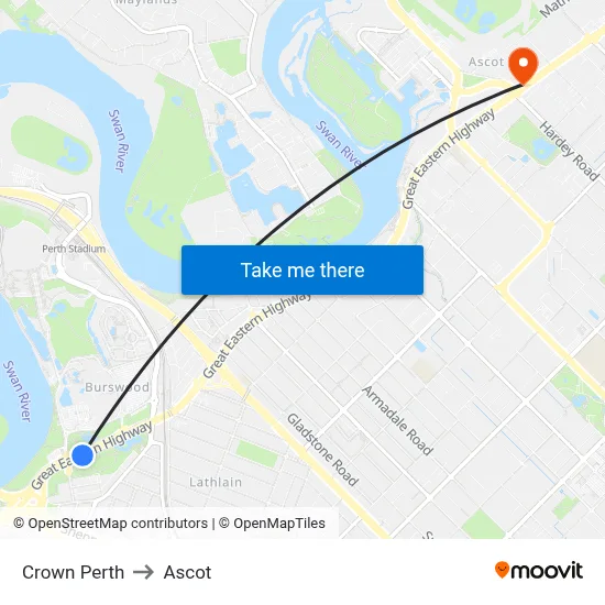 Crown Perth to Ascot map