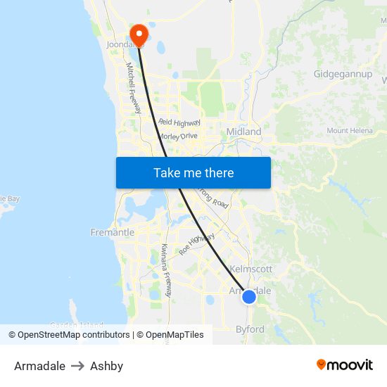 Armadale to Ashby map