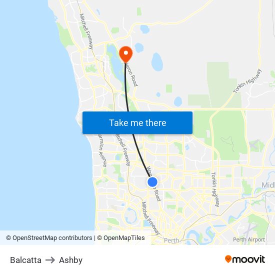 Balcatta to Ashby map