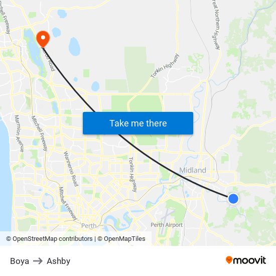 Boya to Ashby map