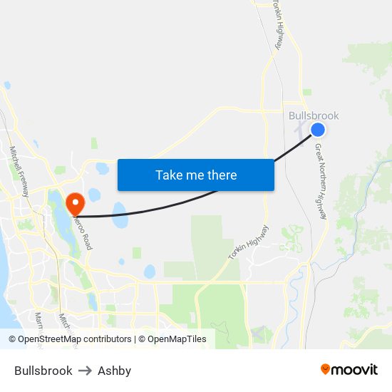 Bullsbrook to Ashby map