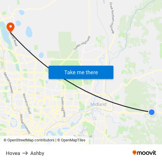 Hovea to Ashby map