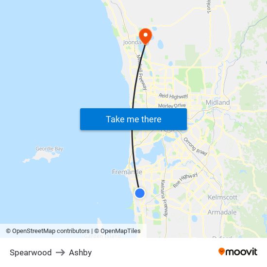 Spearwood to Ashby map