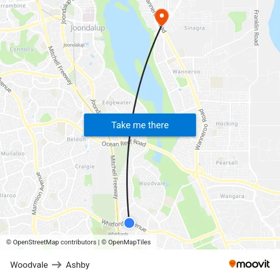 Woodvale to Ashby map