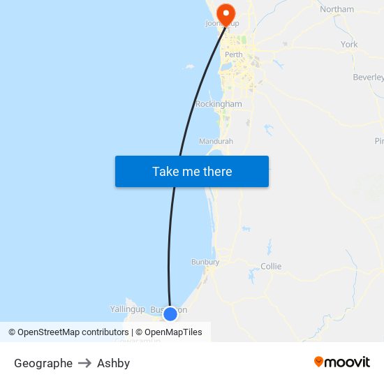 Geographe to Ashby map