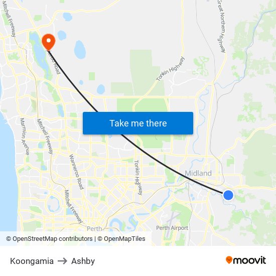 Koongamia to Ashby map