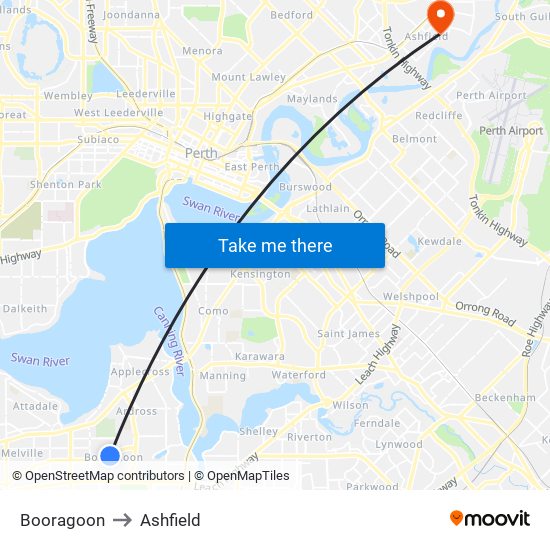 Booragoon to Ashfield map