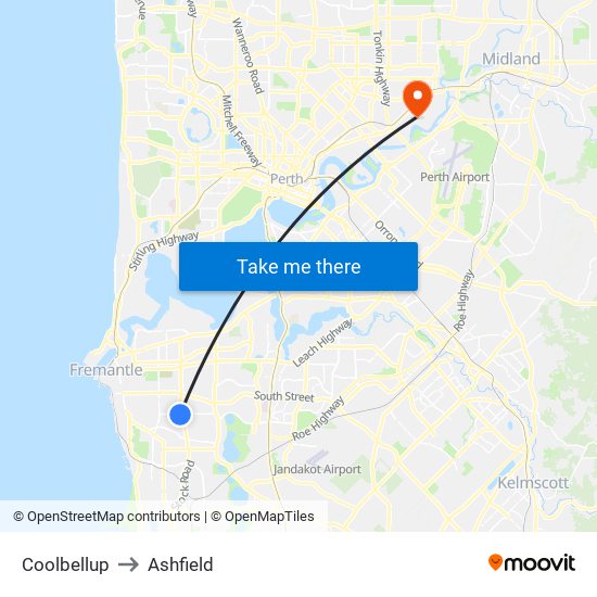 Coolbellup to Ashfield map