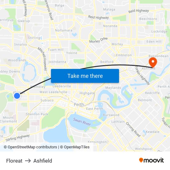 Floreat to Ashfield map