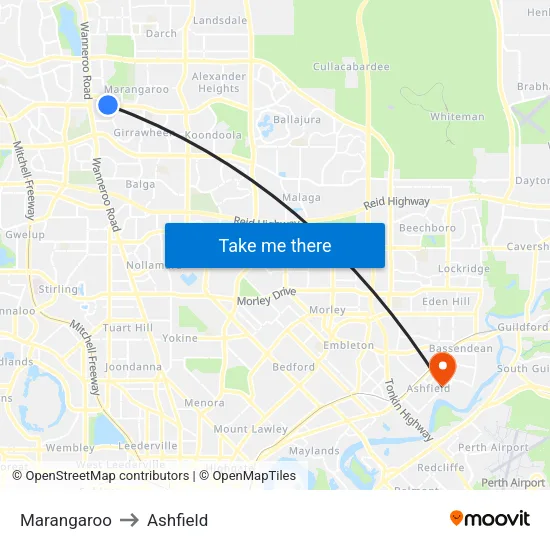 Marangaroo to Ashfield map