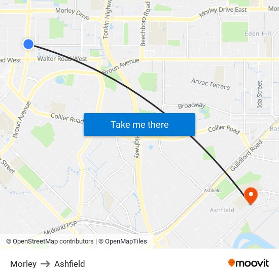 Morley to Ashfield map