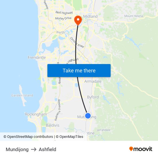 Mundijong to Ashfield map