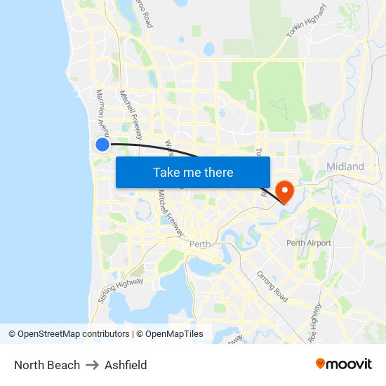 North Beach to Ashfield map