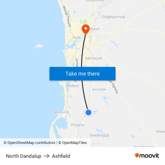 North Dandalup to Ashfield map