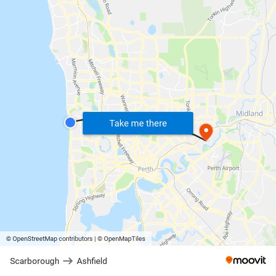 Scarborough to Ashfield map