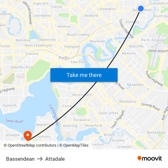 Bassendean to Attadale map