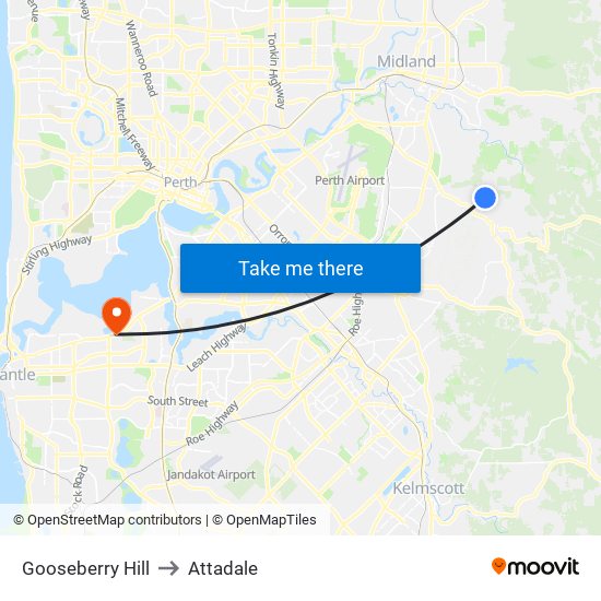 Gooseberry Hill to Attadale map