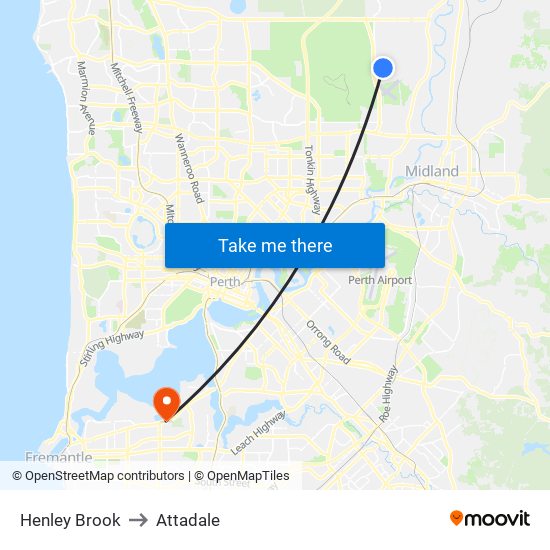 Henley Brook to Attadale map