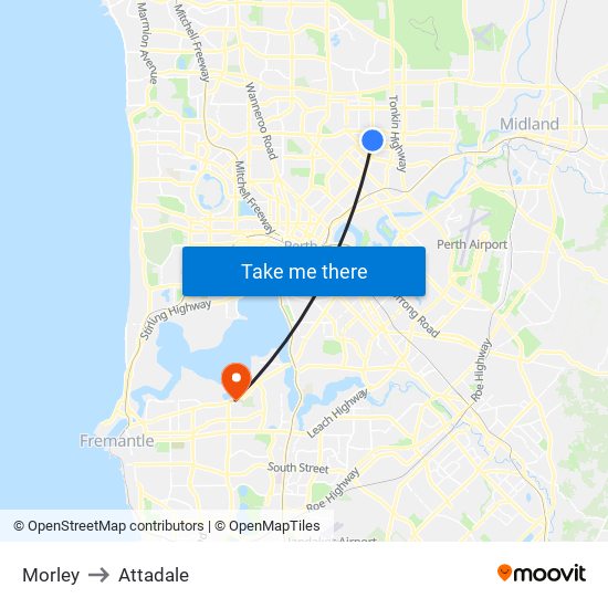 Morley to Attadale map