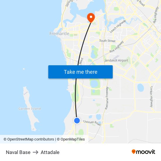 Naval Base to Attadale map