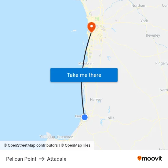 Pelican Point to Attadale map