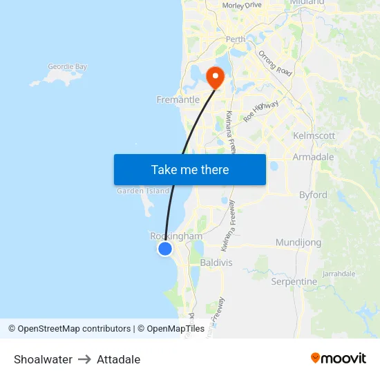 Shoalwater to Attadale map