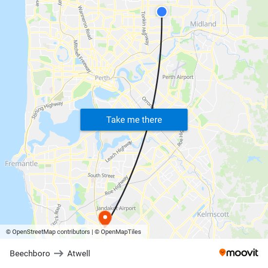 Beechboro to Atwell map