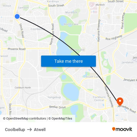 Coolbellup to Atwell map