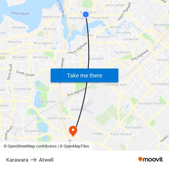 Karawara to Atwell map