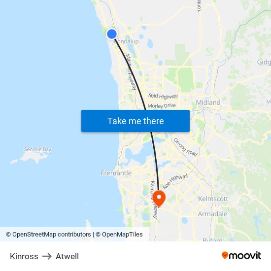 Kinross to Atwell map