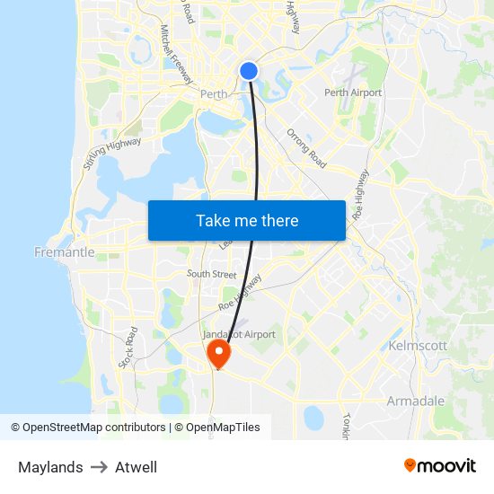 Maylands to Atwell map