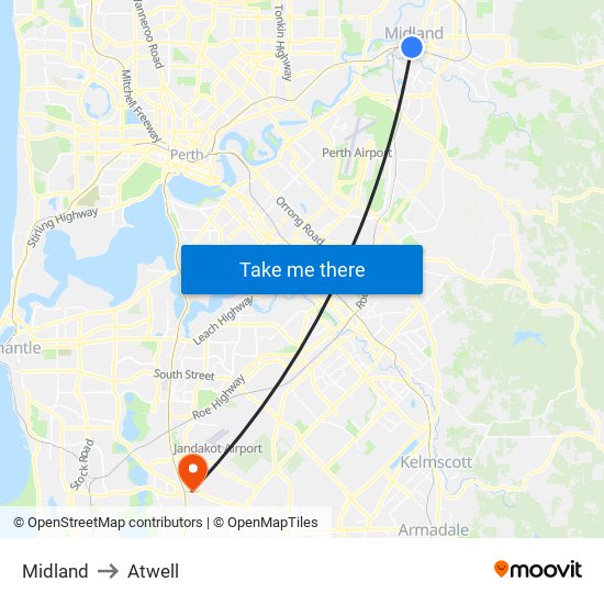 Midland to Atwell map