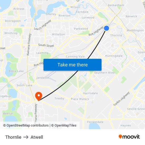 Thornlie to Atwell map