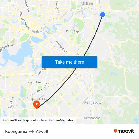 Koongamia to Atwell map