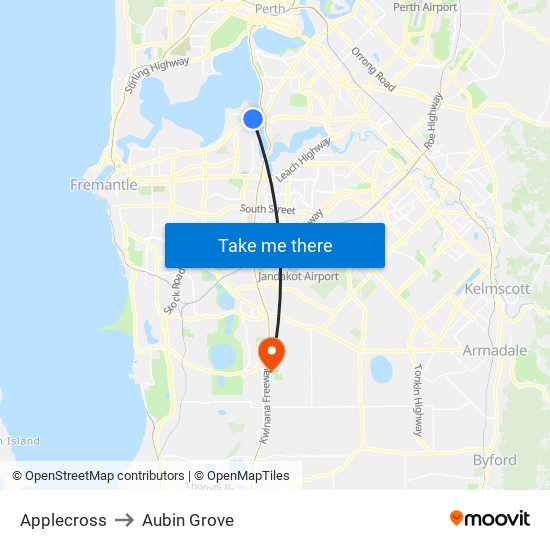 Applecross to Aubin Grove map