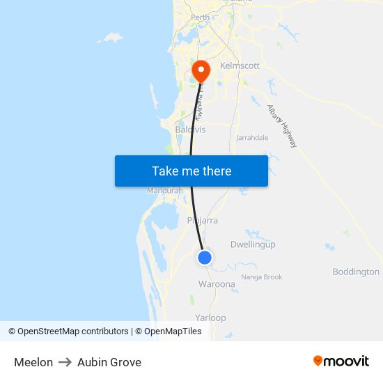 Meelon to Aubin Grove map